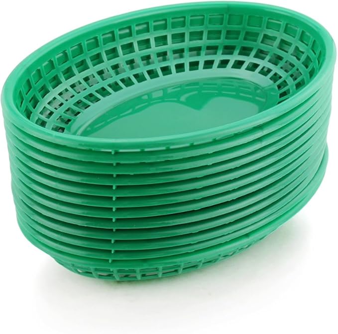 New Star Foodservice 44133 Fast Food Baskets, 9 1/4-Inch x 6-Inch Oval, Set of 36, Green