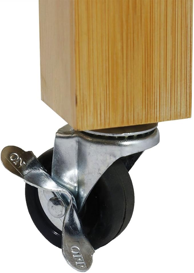 Home Aesthetics Rolling Kitchen Island Cart with Drawers Shelves, Towel Rack, Locking Casters, Butcher Block Food Prepping Cart Trolley on Wheels, Bamboo Wood