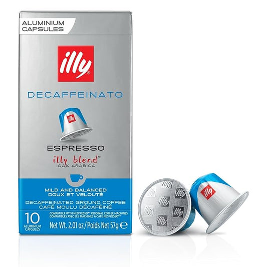 Illy Espresso Compatible Capsules - Single-Serve Coffee Capsules & Pods - Classico Decaf Roast - Notes Of Caramel, Toasted Bread & Chocolate Pods - For Nespresso Coffee Machines – 10 Count