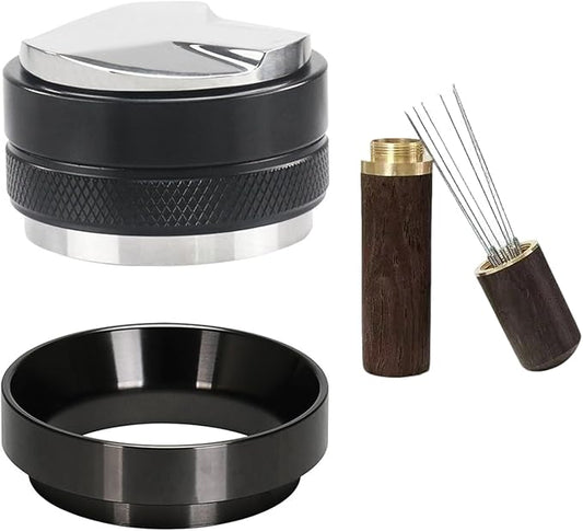 54mm Espresso Accessories Kit 2-in-1 Coffee Distributor and Tamper Leveler, WDT Tool and Magnetic Dosing Funnel for 54 mm Portafilters