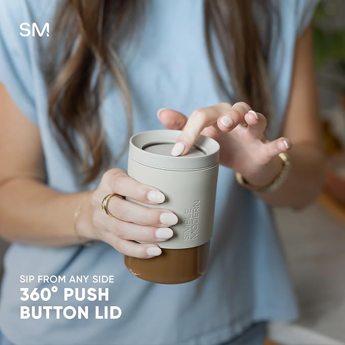 Simple Modern Clarity Cup | Glass Coffee Tumbler with 360° Lid and Silicone Sleeve | Iced Cold Brew and Tea Travel Mug | 12oz, Sea Glass Sage
