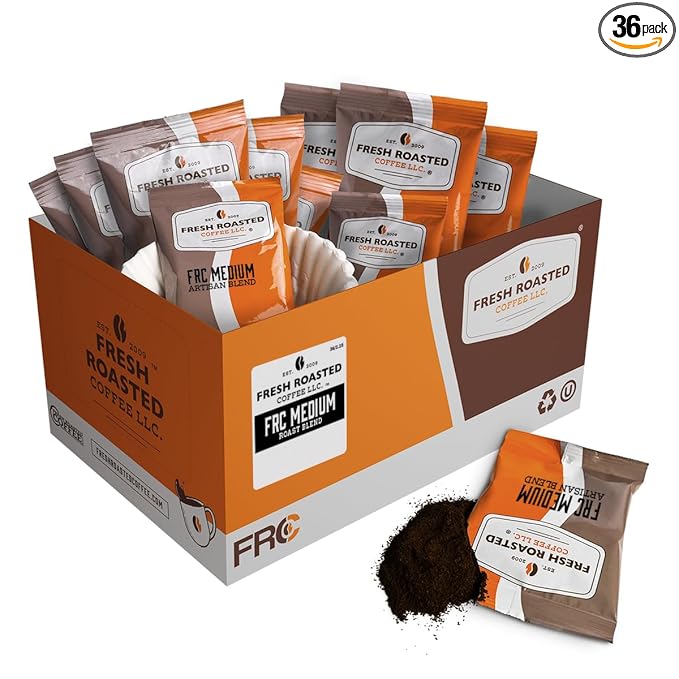 Fresh Roasted Coffee, FRC Medium Roast Blend, Kosher, Pre-Ground Fractional Packs, 2.25 Ounce, 36 Count