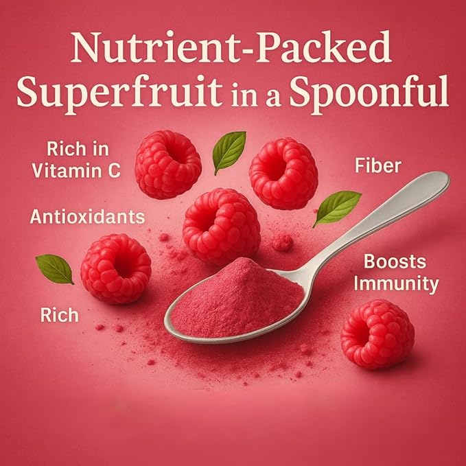 Confect Rasberry Fruit Powder | Pure & Natural Fruit Powder for Smoothies, Baking, Beverages, Juices, Tea & DIY Recipes | Vegan, Gluten-Free, No Added Sugar – 3.5 OZ