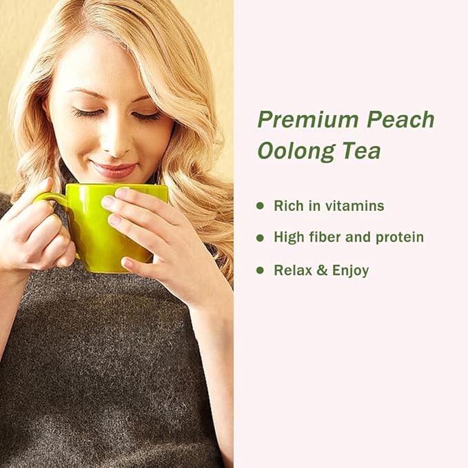 RIANTEA Peach Oolong Tea Bags – 20 Count Individually Wrapped Teabags (1.4oz/40g) – Low Caffeine, Naturally Sugar-Free – Hot or Iced Tea – Premium Leafy Teabags