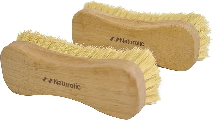 All-Natural Wooden Scrub Brush Set | Eco-Friendly Cleaning Brush Set with Tampico Bristles | Floor Scrub Brush & Shower Scrubber for Bathroom, Tub, Kitchen & Carpet | Sustainable Set – Pack of 2