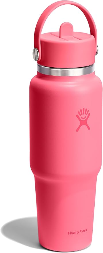 Hydro Flask Travel Water Bottle - Insulated Stainless Steel - Wide Straw Lid, Non Spill, Leakproof in 32 Oz Popstar Pink