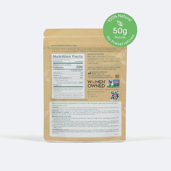 The Fresh Test, 50-gram Powder Drink Mix | Additive-Free, Non-GMO, Organic Ingredients | Mint Lemonade