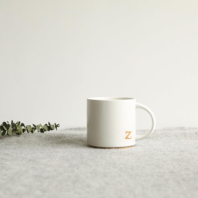 COLLECTIVE HOME - Monogram Ceramic Mugs, 15 oz Golden Initial Coffee Cups, Elegant Alphabet Tea Mugs, Elegant Personalized Mug with Gift Box, Luxurious Cups for Office and Home (z)