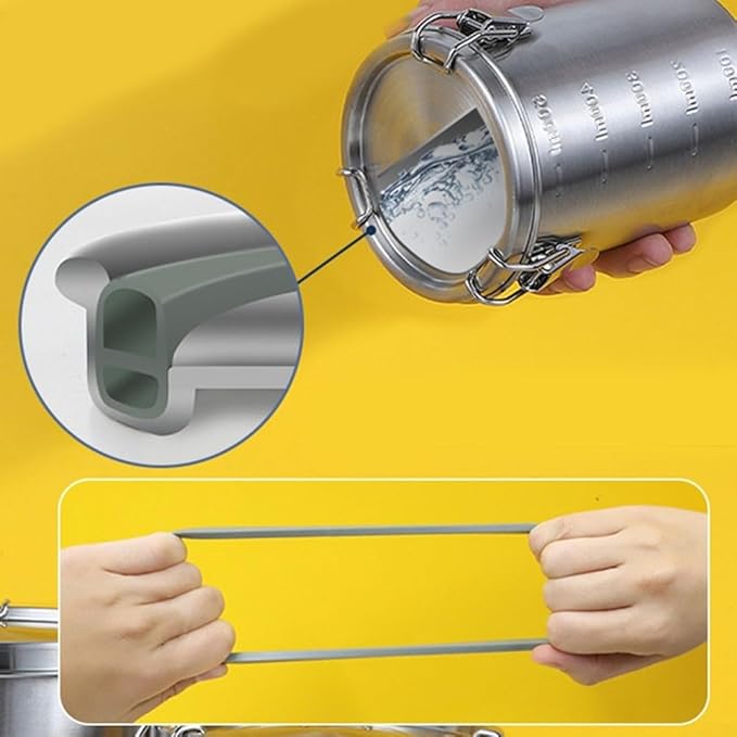 Stainless Steel Airtight Canister, Food Storage Canisters With Airtight Lid Locking Clamp, Stainless Steel Vacuum Sealed Grain Barrels For Coffee Bean Storage(1600ml)