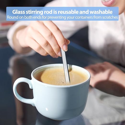 15 Pack Glass Stirring Rods: Diameter 0.314 inch Length 6 inch Glass Stir Sticks, Borosilicate Glass Stirring Rod for Mixing Lab