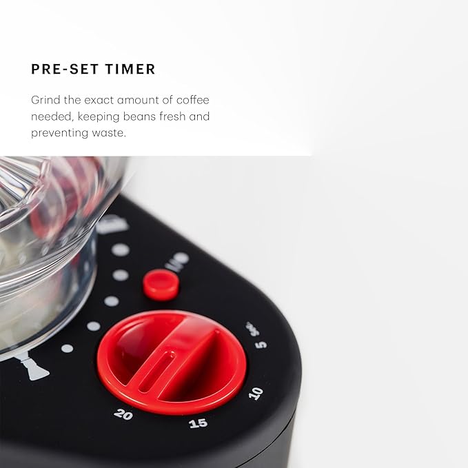 Bodum Bistro Electric Conical Burr Coffee Grinder, Preset Timer, 12 Grind Settings, Black