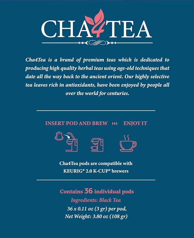 Cha4TEA 36-Count English Breakfast Tea for Keurig K-Cup