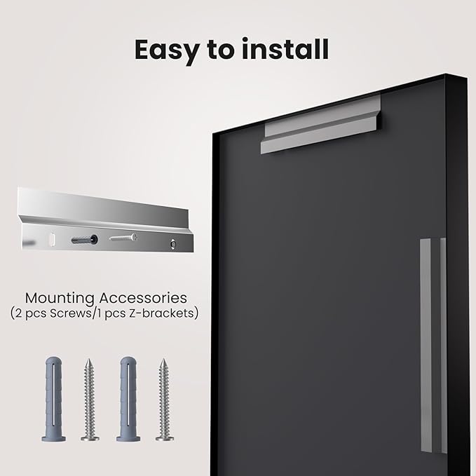 LOAAO Black Bathroom Mirror 40"X32" for Wall, Rectangle Bathroom Vanity Mirror, Tempered Glass, Hangs Vertically or Horizontally, Easy to Install, Modern Design