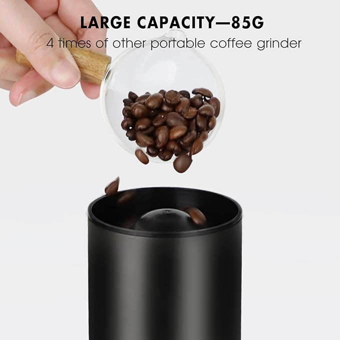 Ludkim Electric Burr Coffee Grinder, 80 Precise Settings Rechargeable Cordless - Conical Stainless Steel Grinder for Espresso, Drip, French Press, Portable for Travel & Home Use
