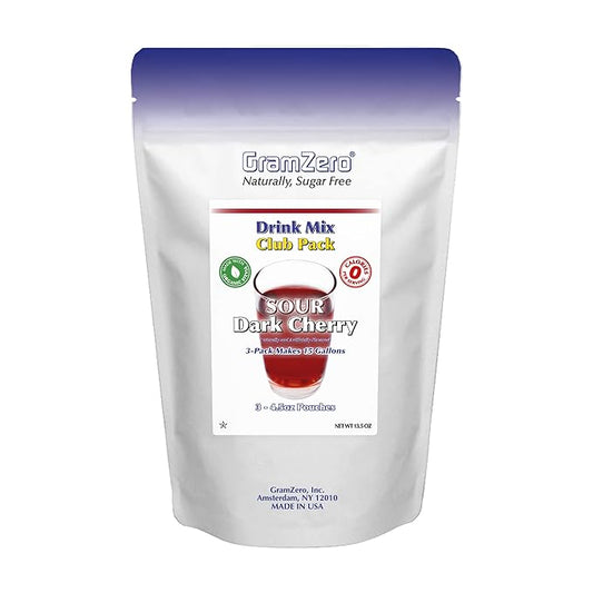 GramZero Sour Dark Cherry Zero Calorie Sugar Free Drink Mix, Great For Nutrition Club Loaded Tea, Stevia Sweetened