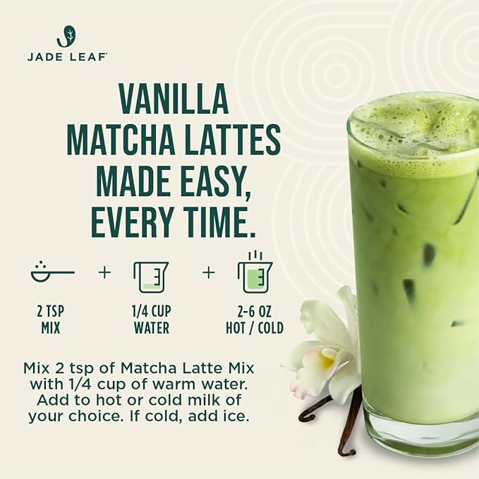 Jade Leaf Matcha Organic Grade Matcha Green Tea Powder - Japanese - Culinary, Ingredient, Ceremonial Barista Teahouse, Latte, Collagen, 5.3 Ounce (Pack of 1), Vanilla Matcha Latte