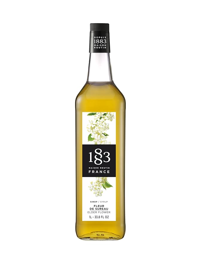 1883 Elderflower Syrup for Drinks, Made in France, 1 Liter Glass Bottle