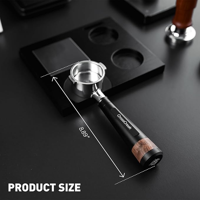 51mm Espresso Bottomless Portafilter with 2 Ear | Stainless Steel Basket and Black Aluminum Alloy Handle | Fits De’Longhi ECP3420 / EC155 / BCO430 / EC260 Espresso Machine | Accessories