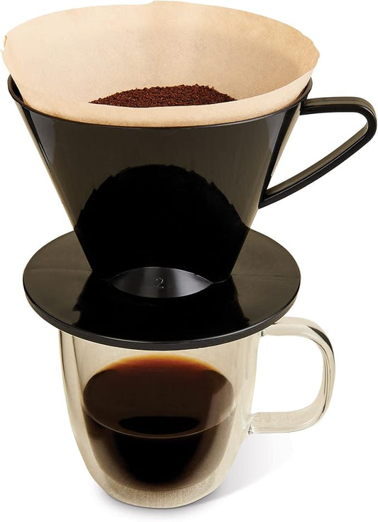 Fino Pour-Over Coffee Brewing Filter Cone, Number 2-Size, Black, Brews 2 to 6-Cups, Set of 2