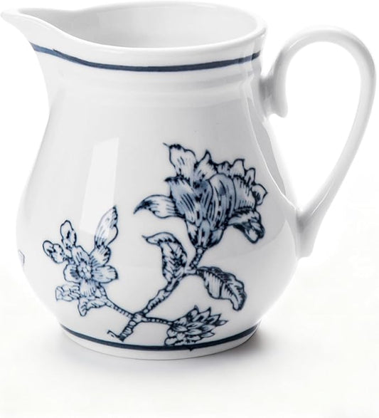 8Oz Creamer, Ceramic Milk Creamer Pitcher with Handle, Flowers and Branches