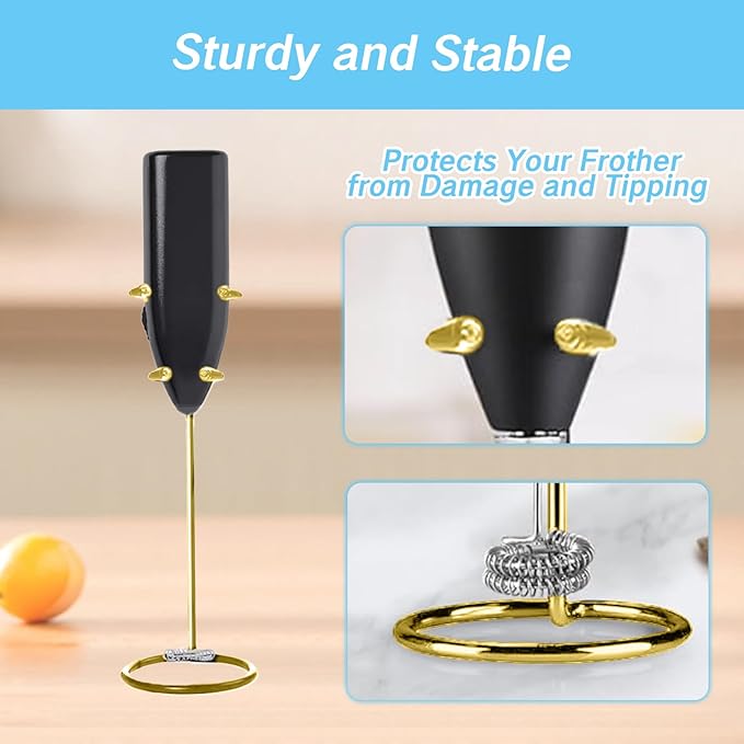 Frother Stand Kitchen Milk For Coffee Stainless Steel Stand Fits for Multiple Types of Coffee Frothers - Heavy Duty Stand Ideal(Gold)