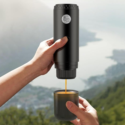 Portable Espresso Machine Mini 19Bar Rechargeable 2-in-1 Multi-Function Electric Coffee Machine One Key Extraction Compatible with NS Capsules and Ground Coffee for Office Home 7800MAH (Black)