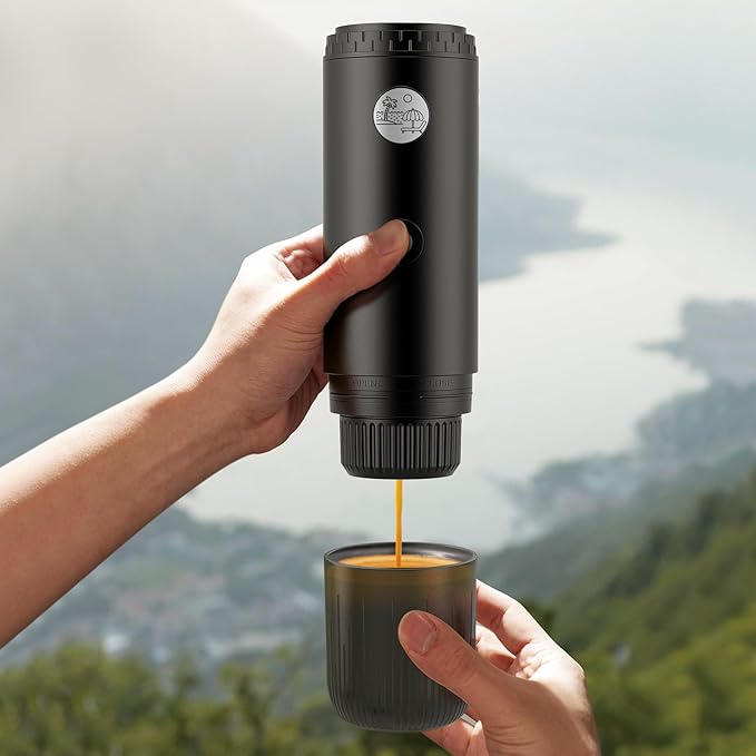 Portable Espresso Machine Mini 19Bar Rechargeable 2-in-1 Multi-Function Electric Coffee Machine One Key Extraction Compatible with NS Capsules and Ground Coffee for Office Home 7800MAH (Green)