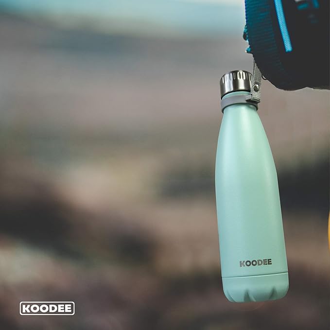 koodee Kids Insulated Water Bottle 2 Pack Stainless Steel Double Wall Vacuum Travel Water Bottle for School-17 oz Sports Leak Proof Water Flask for Girls and Women (Purple Pink)