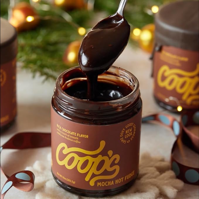 Coop's Mocha Hot Fudge: All Natural Cold Brew Mocha Hot Fudge Gluten Free Toppings for Icecream, Desserts and Coffee - 10 Ounce