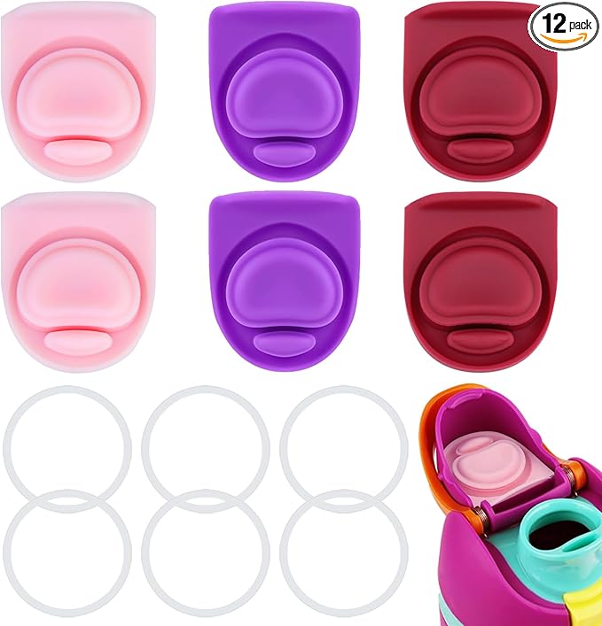 6 Sets Replacement Seal Gasket Stoppers for Owala Freesip 16oz 32oz Cap Mouth,Silicone O Sealing Ring Parts Water Bottle Top Lid Accessories for Owala Freesip 16/19/24/32/40oz（3 colors 6