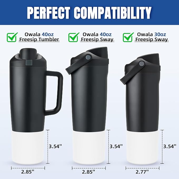 Silicone Higher Boot Compatible with Owala 30oz & 40oz FreeSip Sway Bottles & Tumblers, Large Protection Anti-slip Bottom Cover Sleeve for Freesip Sway Tumbler and Bottle