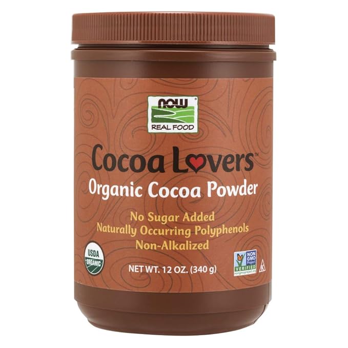 NOW Foods Organic Cocoa Powder, Unsweetened-12 oz