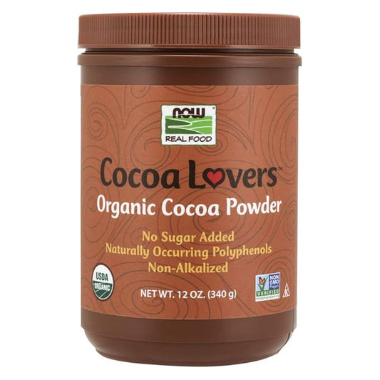 NOW Foods Organic Cocoa Powder, Unsweetened-12 oz
