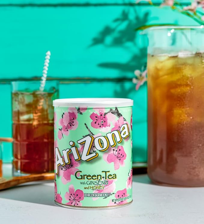 AriZona Green Tea - Sugar Sweetened Powdered Drink Mix - 20.4oz Canister, Makes 8 Quarts (Pack of 12)