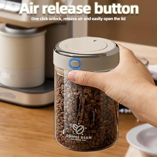 Aerbee Coffee Bean Canister, 37OZ Food Grade Sealed Jar with Date Tracker and Waking Bean Valve, Vacuum Storage Container for Beans, Grain, Snack, Sugar, Tea (1.1L)