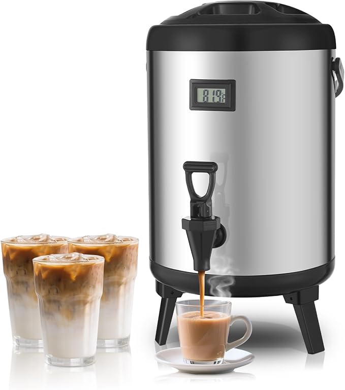 3.2 Gallon Insulated Beverage Dispenser, 12L Thermal Coffee and Drink Server with Spigot, Non-Electric Hot & Cold Drink Container for Juice, Tea, Milk, or Chocolate