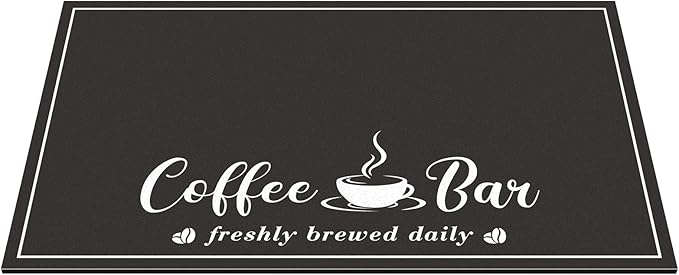 Absorbent Coffee Mat, Fashion Dish Drying Mat for Kitchen Counter Coffee Bar Accessories Espresso Machine Dish Rack 17" x 32" Black