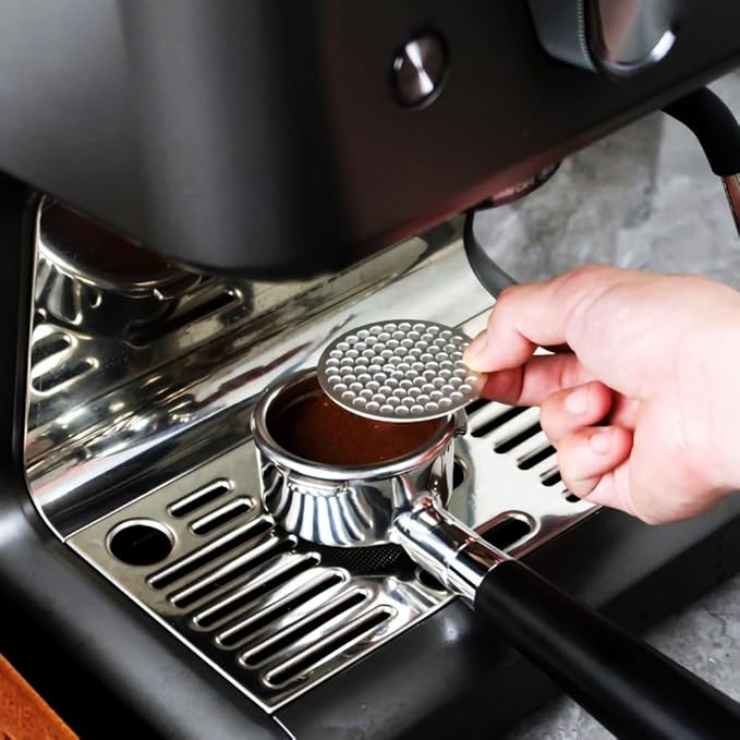 Puck Screen Reusable Mesh Coffee Filter for Espresso Portafilter Basket with Silent Puck Screen Ejector Coffee Grounds Remover Knock-Free Air Blower Kit (53mm Puck Screen)