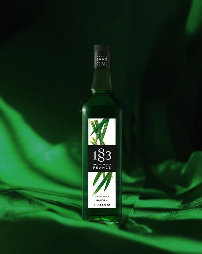 1883 Pandan Syrup for Drinks, Made in France, 1 Liter Glass Bottle