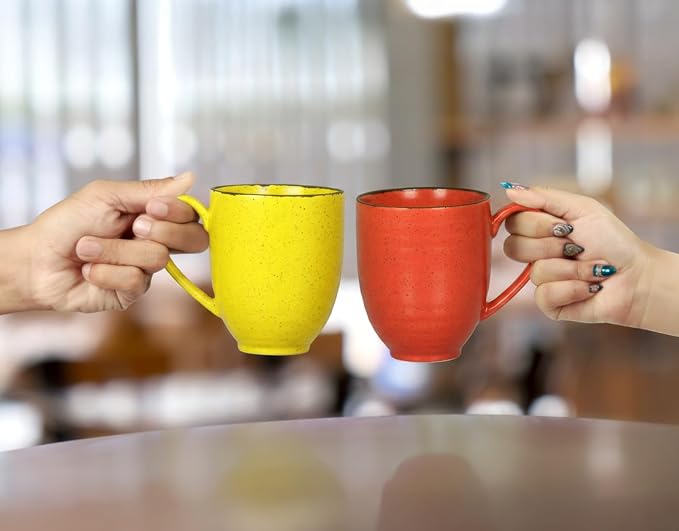Coffee Mugs Set Of 6, 14 Oz Large Handle Heavy Duty Cups - Microwave Dishwasher Safe - Latte, Cappuccino, Tea, Cocoa, Mocha - Men, Women, Home Office Daily Use, Matt Assorted Colors