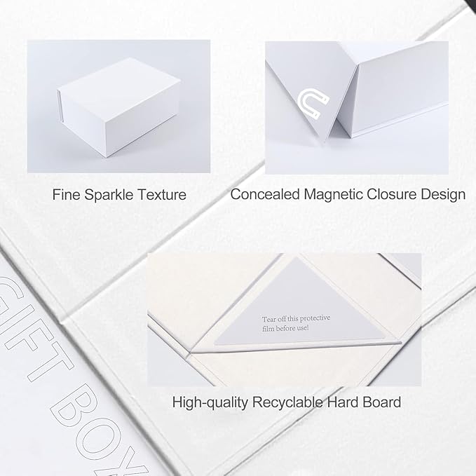 9.5x7x4 Inches Gift Box with Magnetic Closure Lid, White Magnetic Box for Wedding, Groomsmen Bridesmaid Proposal, Birthdays, Mother's Day, 1 Pack