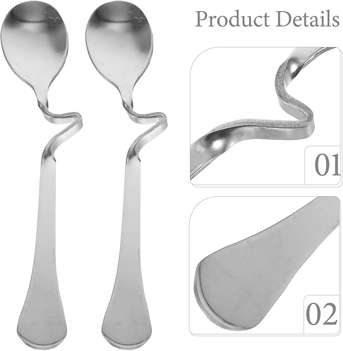 6pcs Stainless Steel Espresso Spoon with Curved Handle Honey Milk Coffee Mixing Spoons Dessert Spoons for Specialty Ice Cream Appetizer S Scooper