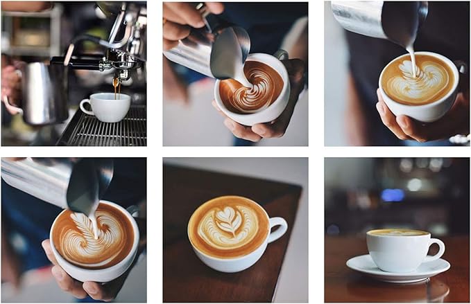 Nicunom 2 Pack Milk Frothing Pitcher, 12oz & 20oz Espresso Steaming Pitcher, Stainless Steel Milk Frother Steamer Cup, Perfect for Espresso Coffee Cappuccino Latte Art, Tick Mark Inside