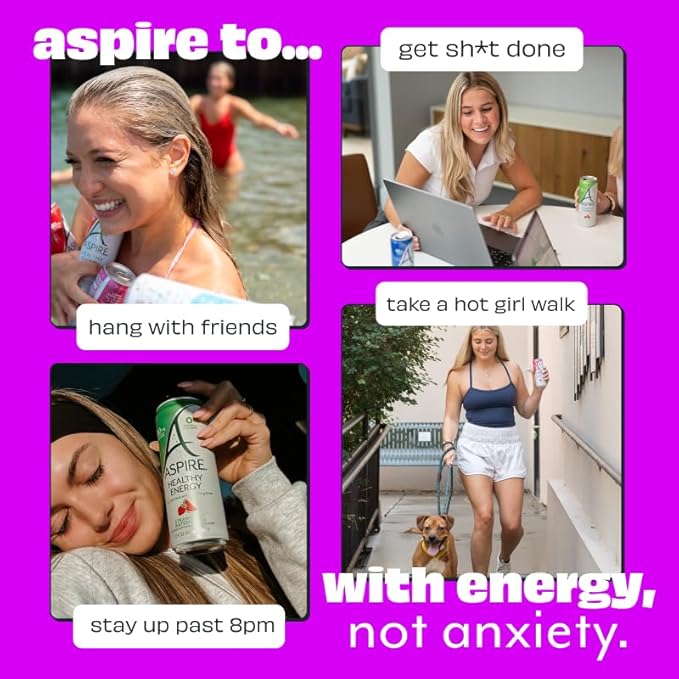 ASPIRE® Black Raspberry, Healthy Energy Drink 80mg Natural Caffeine, Zero Sugar No Carbs Keto Friendly, 12 Pack Green Tea Sugar Free Drink Low Caffeine Zero Calorie