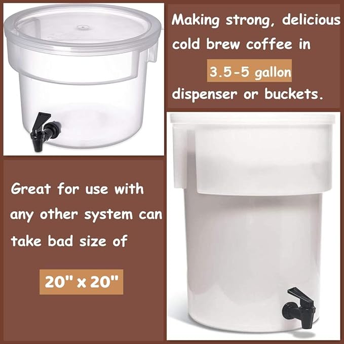 100 Pack Commercial Cold Brew Coffee Filters - 20" x 20" for Commercial Cold Brew Coffee Makers, Disposable Coffee Filter Bags, Fits 5 Gallon Brewing System