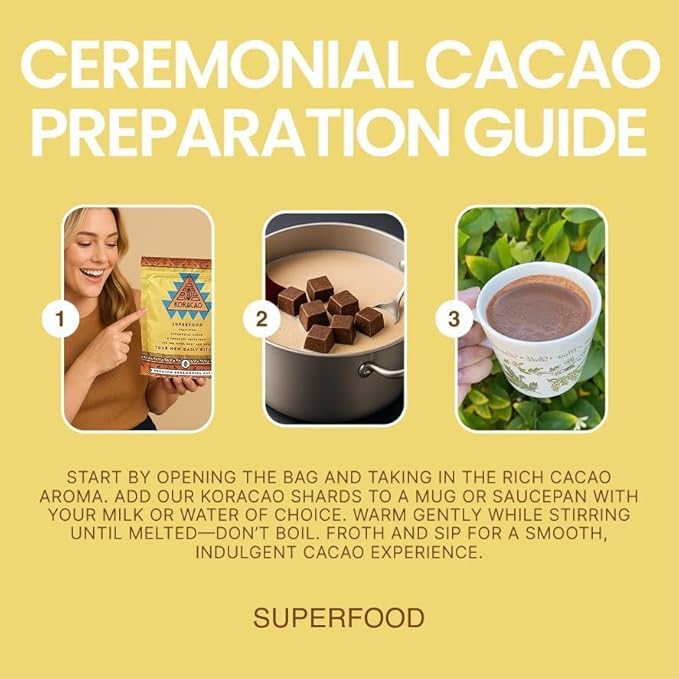 KORACAO Sustainably Harvested Cacao | Ideal Superfood for Everyday Bliss | Ceremonial Grade Cacao | Enhance Your Spiritual Journey with Ancient Superfood Delight - 1 Pound