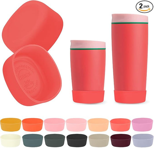 2pcs Silicone Boot for Owala SmoothSip Slider Coffee Tumbler 20oz 12oz, Anti-Slip Sleeve for Travel Coffee Mug, Protective Accessories for Owala BPA Free (Strawberry Fields)
