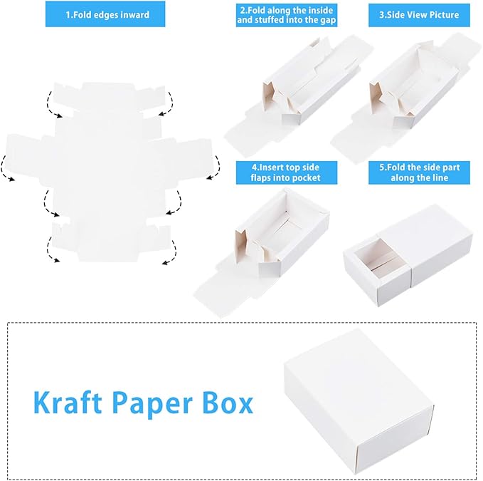BENECREAT 20 Pack Kraft Paper Drawer Box 4.5x3x1.7" Festival Gift Wrapping Boxes Soap Jewelry Candy Weeding Party Favors Gift Packaging Boxes, White
