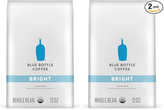 Blue Bottle Whole Bean Organic Coffee, Bright, Light Roast, Bag,12 Ounce (Pack of 2)