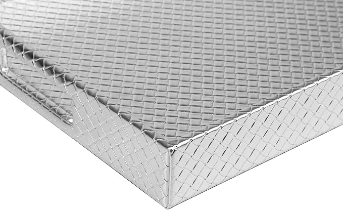 HofferRuffer Rectangle Serving Tray with Hole Handles for Coffee Table, Breakfast, Tea, Food, Butler - Countertop, Kitchen, Vanity Serve Tray, 16.2 x 12.2 x 2 inches, Faux Leather (Silver) (Pack of 2)